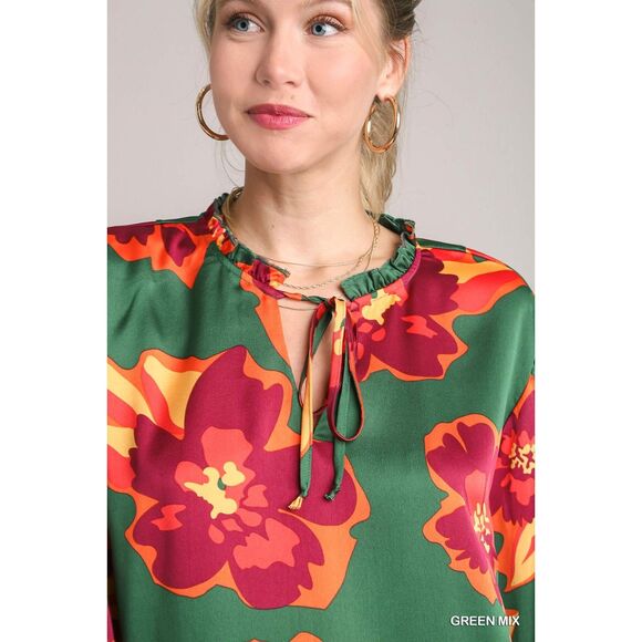 UMGEE NWT Boho Floral Print Top Western Cowgirl Chic Festival Retro Gypsy Vibes - Picture 7 of 8